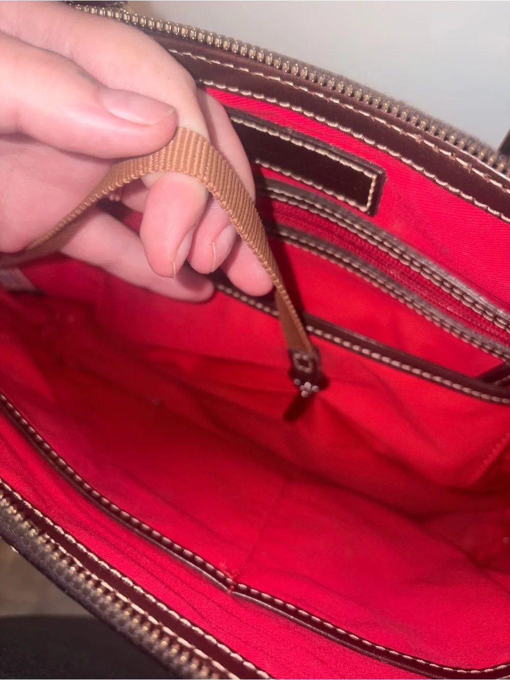 Dooney & Bourke Embossed Lizard Large Domed Satchel Dark Chocolate Leather